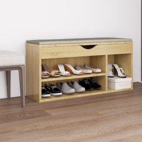 Banco zapatero con cojín madera ingeniería sonoma 104x30x49 cm en Zapateros y organizadores de calzado | Comprar online en Foru.