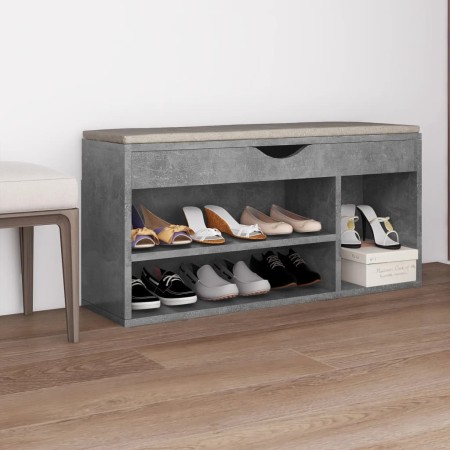 Banco zapatero cojín contrachapada gris hormigón 104x30x49 cm en Zapateros y organizadores de calzado | Comprar online en Foru.e