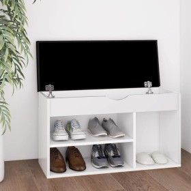 Banco zapatero con cojín madera ingeniería blanco 80x30x47 cm en Zapateros y organizadores de calzado | Comprar online en Foru.e