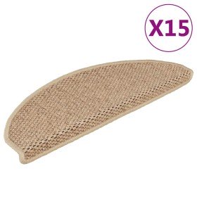 Alfombrilla autoadhesiva escalera sisal 15 uds arena 65x21x4 cm en Hogar | Comprar online en Foru.es