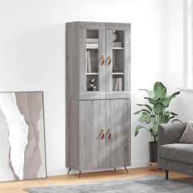 Aparador alto madera contrachapada gris sonoma 69,5x34x180 cm de vidaXL, Aparadores - Ref: Foro24-3198191, Precio: 157,86 €, ...