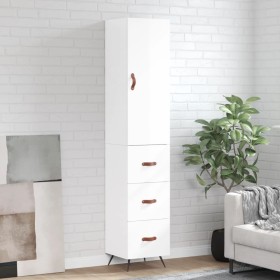 Aparador alto madera contrachapada blanco brillo 34,5x34x180 cm de vidaXL, Aparadores - Ref: Foro24-3198827, Precio: 118,00 €...