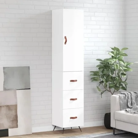 Aparador alto madera contrachapada blanco brillo 34,5x34x180 cm de vidaXL, Aparadores - Ref: Foro24-3198827, Precio: 116,20 €...