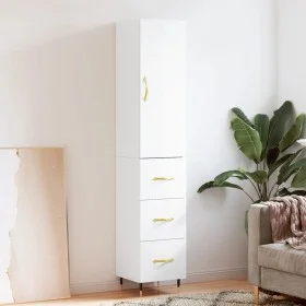 Aparador alto madera contrachapada blanco brillo 34,5x34x180 cm de vidaXL, Aparadores - Ref: Foro24-3198835, Precio: 117,65 €...