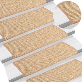 Alfombrillas para escaleras 15 unidades 65x21x4 cm Marrón claro Borde rectangular en Hogar | Comprar online en Foru.es