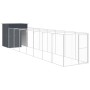 Caseta perros con corral acero galvanizado gris 165x863x181 cm de vidaXL, Casetas para perros - Ref: Foro24-3189101, Precio: ...
