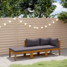 Muebles de jardín 3 pzas cojines madera maciza de acacia en Conjuntos de jardín | Comprar online en Foru.es