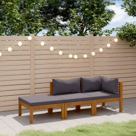 Muebles de jardín 3 pzas cojines madera maciza de acacia en Conjuntos de jardín | Comprar online en Foru.es