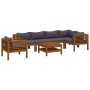 Muebles de jardín 7 pzas cojines madera maciza de acacia en Conjuntos de jardín | Comprar online en Foru.es