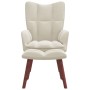 Sillón de relax con taburete terciopelo blanco crema de vidaXL, Sillones - Ref: Foro24-328071, Precio: 169,09 €, Descuento: %