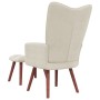 Sillón de relax con taburete terciopelo blanco crema de vidaXL, Sillones - Ref: Foro24-328071, Precio: 169,09 €, Descuento: %