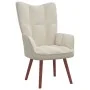Sillón de relax con taburete terciopelo blanco crema de vidaXL, Sillones - Ref: Foro24-328071, Precio: 158,36 €, Descuento: %
