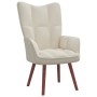 Sillón de relax con taburete terciopelo blanco crema de vidaXL, Sillones - Ref: Foro24-328071, Precio: 169,09 €, Descuento: %
