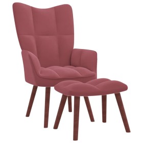Sillón de relax con taburete terciopelo rosa de vidaXL, Sillones - Ref: Foro24-328066, Precio: 153,51 €, Descuento: %