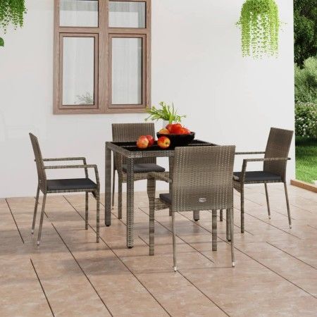 Sillas de jardín con cojines 4 unidades ratán sintético gris de vidaXL, Sillas de jardín - Ref: Foro24-319884, Precio: 231,35...