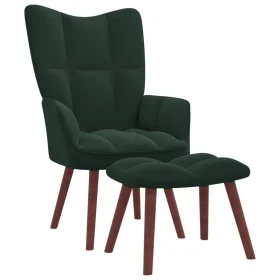 Sillón de relax con taburete terciopelo verde oscuro de vidaXL, Sillones - Ref: Foro24-328064, Precio: 136,69 €, Descuento: %