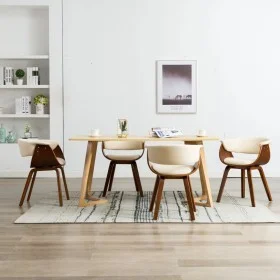 Dining chairs 4 pcs curved wood and cream synthetic leather by vidaXL, dining chairs - Ref: Foro24-278725, Price: 841,70 €, D...