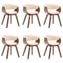 Sillas de comedor 6 uds madera curvada y cuero sintético crema de vidaXL, Sillas de comedor - Ref: Foro24-278726, Precio: 1,0...