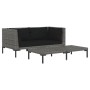 Muebles jardín 3 pzas ratán sintético semicircular gris oscuro de vidaXL, Sofás modulares de exterior - Ref: Foro24-318606, P...
