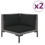 Muebles jardín 3 pzas ratán sintético semicircular gris oscuro de vidaXL, Sofás modulares de exterior - Ref: Foro24-318606, P...