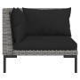 Muebles jardín 3 pzas ratán sintético semicircular gris oscuro de vidaXL, Sofás modulares de exterior - Ref: Foro24-318606, P...