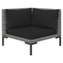 Muebles jardín 3 pzas ratán sintético semicircular gris oscuro de vidaXL, Sofás modulares de exterior - Ref: Foro24-318606, P...
