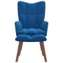 Sillón de relax con taburete terciopelo azul de vidaXL, Sillones - Ref: Foro24-328072, Precio: 123,72 €, Descuento: %