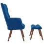 Sillón de relax con taburete terciopelo azul de vidaXL, Sillones - Ref: Foro24-328072, Precio: 123,72 €, Descuento: %