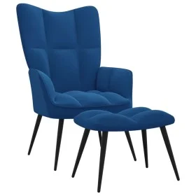 Entspannungsstuhl mit Fußstütze aus blauem Samt von vidaXL, Sessel - Ref: Foro24-328094, Preis: 107,69 €, Rabatt: %