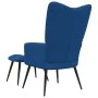 Silla de relajación con reposapiés terciopelo azul de vidaXL, Sillones - Ref: Foro24-328094, Precio: 107,69 €, Descuento: %