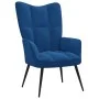 Silla de relajación con reposapiés terciopelo azul de vidaXL, Sillones - Ref: Foro24-328094, Precio: 107,69 €, Descuento: %