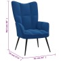 Silla de relajación con reposapiés terciopelo azul de vidaXL, Sillones - Ref: Foro24-328094, Precio: 110,10 €, Descuento: %