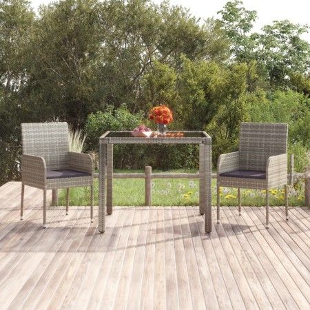 Sillas de jardín con cojines 2 unidades ratán sintético gris de vidaXL, Sillas de jardín - Ref: Foro24-319886, Precio: 89,38 ...