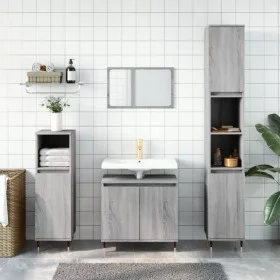 Set de muebles de baño 3 pzas madera contrachapada gris sonoma de vidaXL, Muebles de baño - Ref: Foro24-3187787, Precio: 162,...