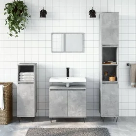 Set de muebles baño 3 pzas madera contrachapada gris hormigón de vidaXL, Muebles de baño - Ref: Foro24-3187793, Precio: 165,5...