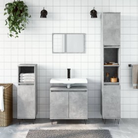Set de muebles baño 3 pzas madera contrachapada gris hormigón de vidaXL, Muebles de baño - Ref: Foro24-3187793, Precio: 167,5...