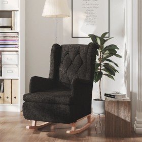 Sillón con patas mecedoras madera caucho terciopelo negro en Sillones | Comprar online en Foru.es