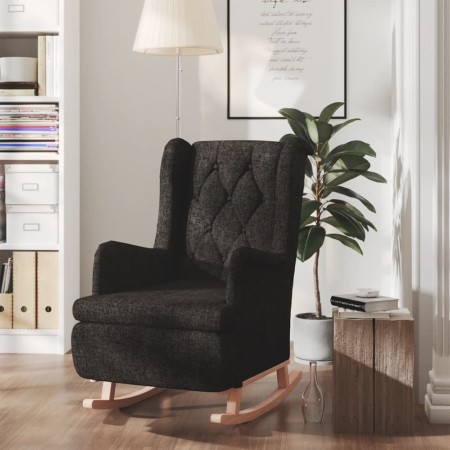 Sillón con patas mecedoras madera caucho terciopelo negro en Sillones | Comprar online en Foru.es