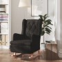 Sillón con patas mecedoras madera caucho terciopelo negro en Sillones | Comprar online en Foru.es