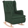 Sillón con patas mecedoras madera de caucho tela verde oscuro en Sillones | Comprar online en Foru.es