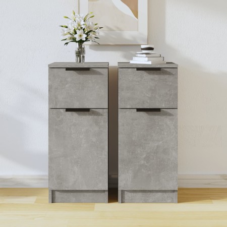 Aparador 2 uds madera contrachapada gris hormigón 30x30x70 cm de vidaXL, Aparadores - Ref: Foro24-811124, Precio: 97,38 €, De...