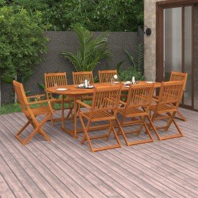 Set comedor de jardín 9 piezas madera maciza acacia 220x90x75cm en Conjuntos de jardín | Comprar online en Foru.es