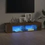 Mueble de TV con luces LED marrón roble 135x39x30 cm de vidaXL, Muebles TV - Ref: Foro24-815695, Precio: 66,05 €, Descuento: %