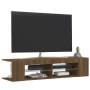 Mueble de TV con luces LED marrón roble 135x39x30 cm de vidaXL, Muebles TV - Ref: Foro24-815695, Precio: 66,94 €, Descuento: %