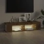 Mueble de TV con luces LED marrón roble 135x39x30 cm de vidaXL, Muebles TV - Ref: Foro24-815695, Precio: 66,05 €, Descuento: %