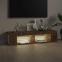 Mueble de TV con luces LED marrón roble 135x39x30 cm de vidaXL, Muebles TV - Ref: Foro24-815695, Precio: 66,94 €, Descuento: %