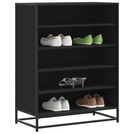 Zapatero de madera de ingeniería y metal negro 75x38x97,5 cm en Zapateros y organizadores de calzado | Comprar online en Foru.es