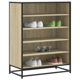 Zapatero de madera y metal roble Sonoma 75x38x97,5 cm en Zapateros y organizadores de calzado | Comprar online en Foru.es