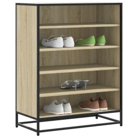 Zapatero de madera y metal roble Sonoma 75x38x97,5 cm en Zapateros y organizadores de calzado | Comprar online en Foru.es