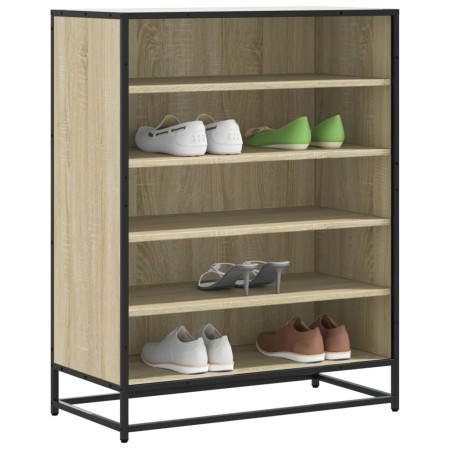 Zapatero de madera y metal roble Sonoma 75x38x97,5 cm en Zapateros y organizadores de calzado | Comprar online en Foru.es